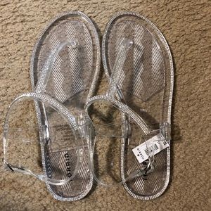 TORRID RHINESTONE JELLY T-STRAP SANDAL - CLEAR (11 WW)